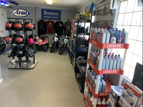 A Motorcycle Shop Showcasing A Diverse Range Of Products